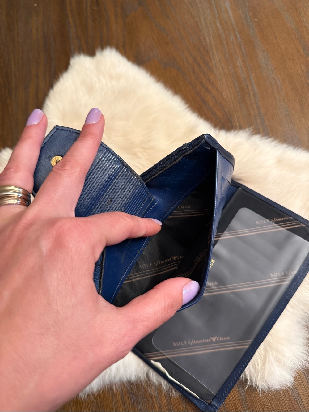 Rolfs Cowhide Navy Blue Leather Bifold Wallet - Picture 6 of 6